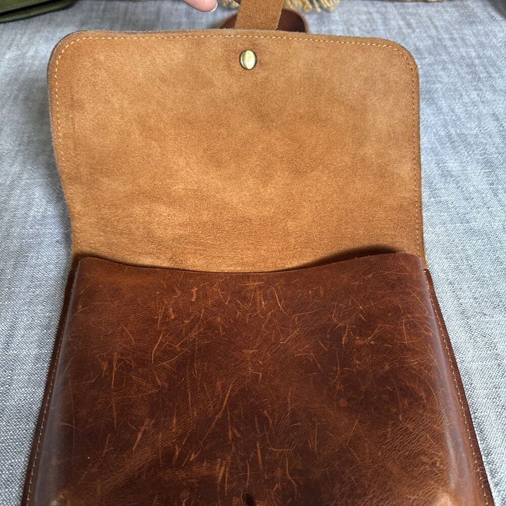 Unbranded Authentic Leather Crossbody Satchel Bag Brown - Picture 4 of 8